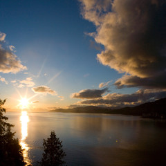 Canvas Print - NA, Canada, BC, Vancouver, Sunset over Burrard Inlet and English Bay, from Stanley Park 