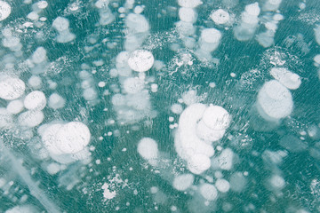 Sticker - Canada, Alberta, Abraham Lake, Ice Bubbles.