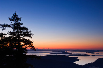 Canvas Print - Canada, BC, Salt Spring Island, Canadian Gulf Islands at Dawn from Mt. Maxwell