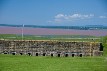 Sticker - Canada, New Brunswick, Aulac. Fort Cumberland (aka Fort Beausejour), National Historic Site. Chignecto Bay in the distance.