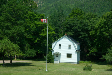 Sticker - Canada, Nova Scotia, Cape Breton Island. Cabot Trail, Grande Anse picnic area. Cape Breton Highlands National Park.