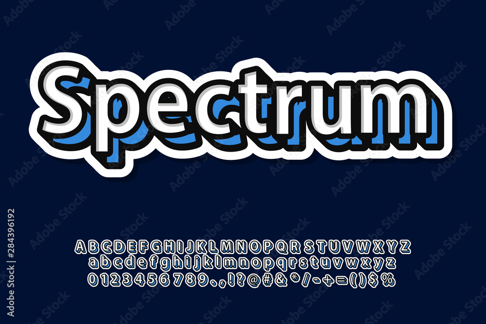 Spectrum. Simple 3D text effect cool modern font effect for digital and ...