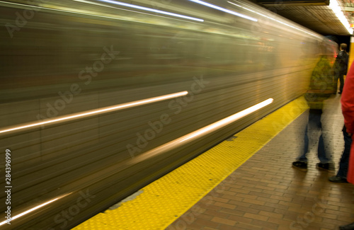 Canada Ontario Toronto Blur Of A Speeding Subway Train And