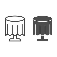 Poster - Tablecloth on table line and glyph icon. Restaurant table vector illustration isolated on white. Round table outline style design, designed for web and app. Eps 10.