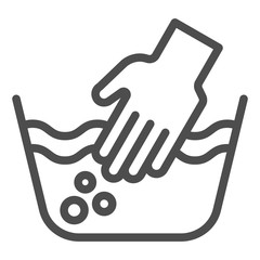 Poster - Hand washing of clothes line icon. Hands in basin vector illustration isolated on white. Laundry label outline style design, designed for web and app. Eps 10.