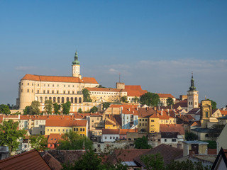 Sticker - Czech Republic, South Moravia, Mikulov. Mikulov (Nikolsburg) Castle and old town center.