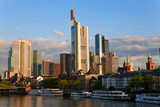 Fototapeta Nowy Jork - Skyline and Main River early morning, Frankfurt, Hesse, Germany, Europe