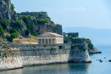 Sticker - St. George and the Old Fortress, Corfu, Greece, Europe