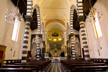 Canvas Print - Italy, Cinque Terre, Monterosso. Interior of the Church of St. John the Baptist.