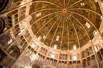 Wall Mural - Italy, Parma. Inside the Baptistry showing the domed ceiling.