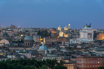 Wall Mural - Italy, Rome, looking down on City Rooftops at Twilight