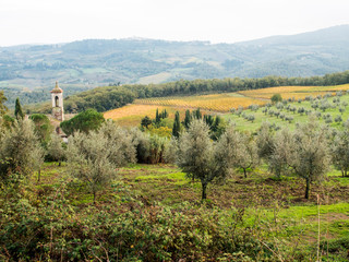 Sticker - Italy, Tuscany. Santa Maria Novella Monastery near Radda in Chianti.