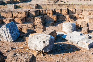 Poster - Ruins of Great temple, Naturalistic archaeological park of Vulci, Etruscan city, Vulci, Province of Viterbo, Latium, Italy