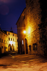 Sticker - Italy, Tuscany, Siena, Chianti, Radda. Medieval street at night.