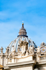 Canvas Print - St. Peter's dome, Piazza San Pietro, St. Peter's square, Vatican City, Unesco World Heritage Site, Rome, Lazio, Italy