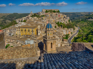 Poster - Santa Maria delli'Idria in the foreground and Ragusa Ibla Sicily behind