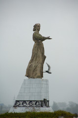 Poster - Russia, Views along the Volga River between Yaroslavl & Goritzy. Mother Volga statue. 