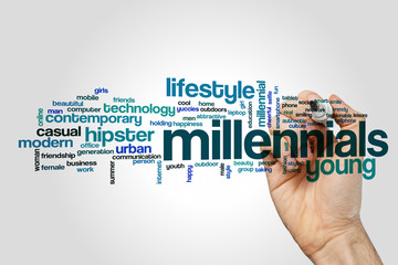 Wall Mural - Millennials word cloud