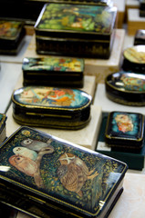 Sticker - Russia, Golden Ring city of Yaroslavl. High quality traditional Russian lacquer boxes.