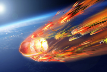 Wall Mural - fall, crash of a space satellite from orbit to earth. elements of this image were furnished by nasa