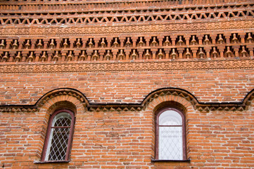 Canvas Print - Russia, Golden Ring city of Uglich, located on the Volga. Detail of typical Russian, brick work.