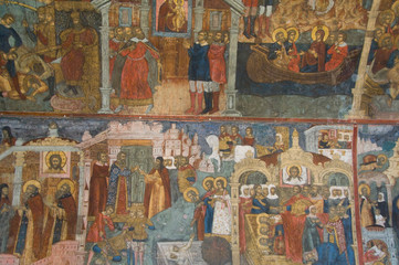 Wall Mural - Russia, Golden Ring city of Yaroslavl. 17th century Church of Elijah the Prophet (aka Tserkov Ilyi Proroka), interior ceiling & wall frescos. UNESCO