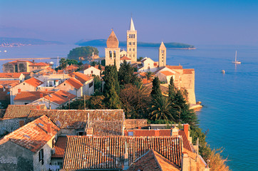 Wall Mural - Cityscape at sunset, Rab Island, Croatia