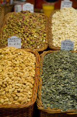 Canvas Print - Spain, Catalonia, Barcelona. La Rambla, Popular covered fresh food market, (aka Mercat de la Boqueria or Mercat de Sant Josep)