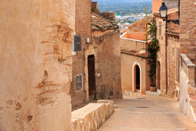 Spain, Balearic Islands, Mallorca, Arta. Stone Houses And Old Streets Near Castle Fortress.
