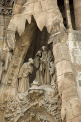 Canvas Print - Spain, Barcelona. Gaudi's La Sagrada Familia, Nativity Facade detail.