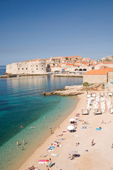 Sticker - Area around Lazareti City Beach and Banje Beach, Walled City of Dubrovnik, Southeastern Tip of Croatia, Dalmation Coast, Adriatic Sea, Croatia, Eastern Europe