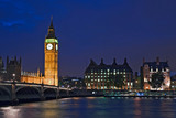 Fototapeta Big Ben - Great Britain, London. View of the Clock Tower or Big Ben at dusk across the Thames River. 