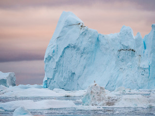 Wall Mural - Ilulissat Icefjord also called kangia or Ilulissat Kangerlua at Disko Bay. The icefjord is listed as UNESCO World Heritage Site.