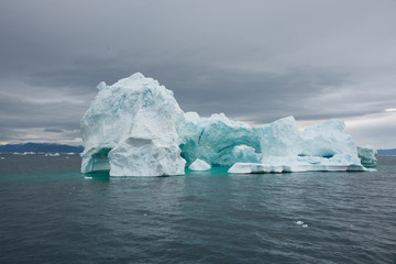 Sticker - Greenland, Nuussuaq Peninsula, Qaasuitsup municipality, Disko Bay near Saqqaq. Icebergs in Disko Bay along the Greenland coast..