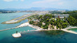 © aerial-drone - Aerial drone photo of small airport of Corfu island in Kanoni area, Ionian, Greece