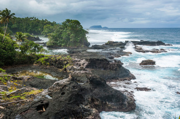 Wall Mural - Wild rocky coast of Upolu, Samoa, South Pacific