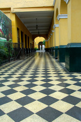 Wall Mural - Peru, Lima. Convent Santo Domingo. Black & white tile floors.