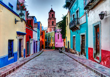 Mexico, Guanajuato, Colorful Back Alley