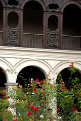 Sticker - Peru, Lima. Convent Santo Domingo. Rose garden.