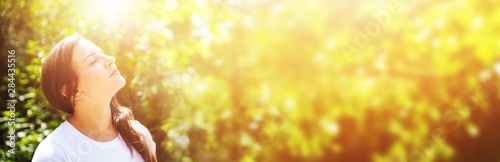 Woman Closing Her Eyes Wallpaper Mural