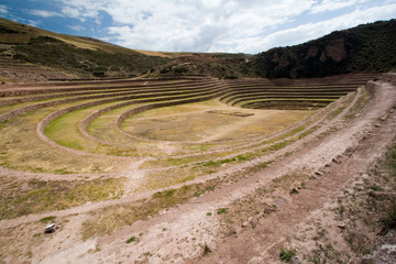 Poster - South America - Peru. Amphitheater-like terraces of Moray in the Sacred Valley of the Incas. Thought to have been an Inca crop-laboratory.