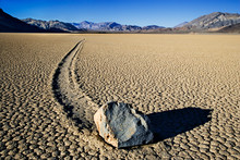 USA, California, Death Valley National Park. Mysterious Sliding Rock On Racetrack. 