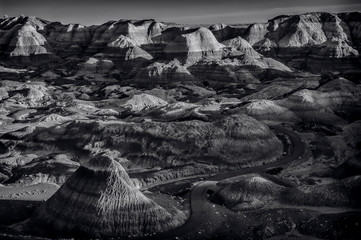  The striated forms of spectacular Blue Mesa in Petrified Forest National Park, Arizona.