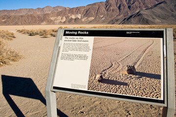 Sticker - USA, California, Death Valley National Park. National Park Service Information sign discussing The Racetrack Playa phenomenon.