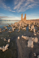 Poster - Tufas at sunset on Mono Lake with reflection and golden light, Eastern Sierra Nevada Mountains, CA