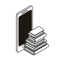 Canvas Print - smartphone screen with stack books white background