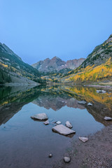 Poster - Usa, Colorado, White River National Forest, Maroon Bells with Autumn Color at Dawn