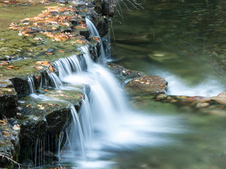 Canvas Print - USA, Michigan, Upper Peninsula. Lower Au train Falls, autumn waterfall scene in Upper Michigan.