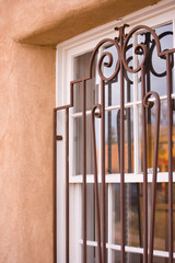 Poster - NA, USA, New Mexico, Santa Fe, Ornamental Metal Window Frame