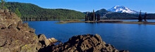 USA, Oregon, Sparks Lake. Sparks Lake And South Sister Are Here Viewed From A Rocky Outcropping, In Oregon's Cascade Range.